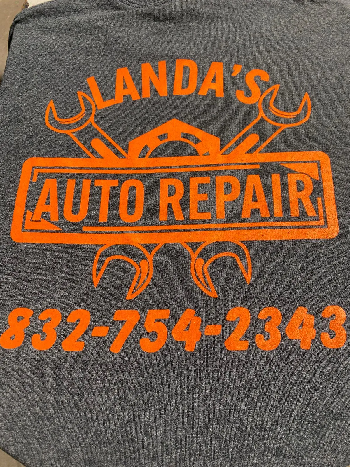 Grey work tee with an orange one-colour print